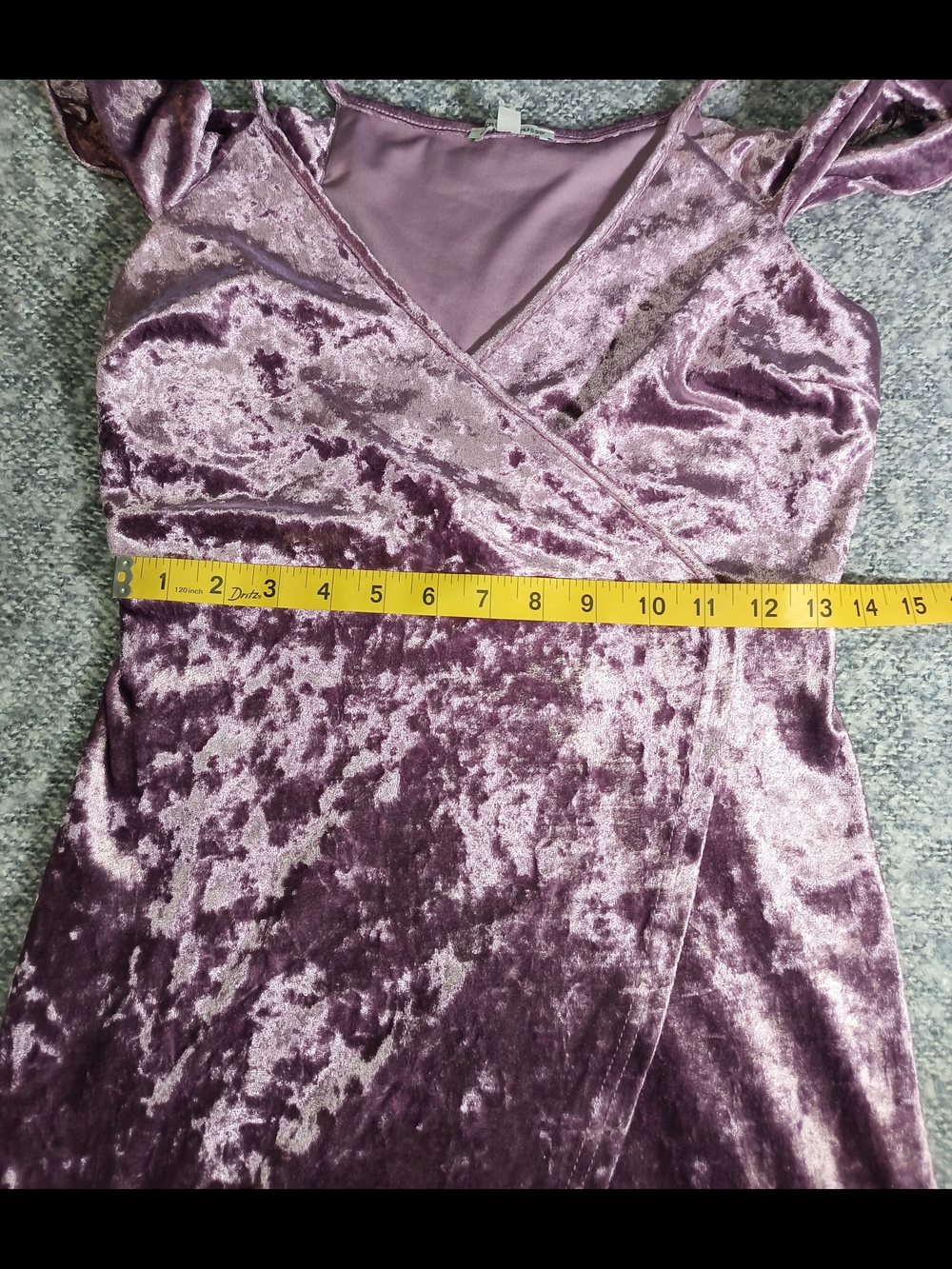 Lavender Purple Crushed Velvet Wrap Midi Dress Tulip Hem S Y2K Whimsigoth Party - Picture 5 of 8